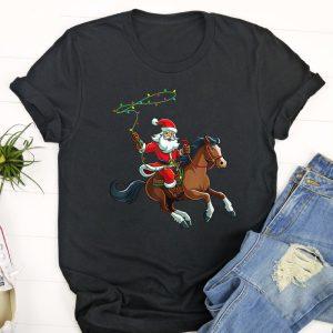 Ugly Christmas T Shirt, Cowboy Santa Riding…