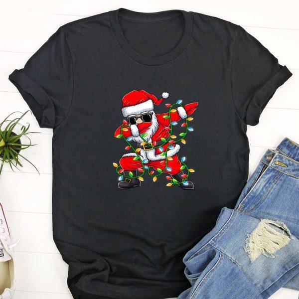 Ugly Christmas T Shirt, Dabbing Santa Xmas Lights Gifts Kids Girls Boys Christmas T Shirt, Funny Christmas T Shirt, Christmas Tshirt Designs