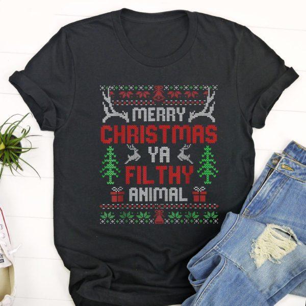 Ugly Christmas T Shirt, Funny AlOne At Home Movies Merry Christmas You Filty Animal T Shirt, Christmas Tshirt Designs