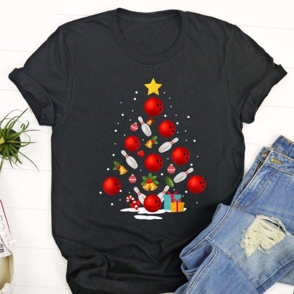 Ugly Christmas T Shirt, Funny Bowling Christmas Tree Lights Xmas Gifts For Men Women T Shirt, Christmas Tshirt Designs