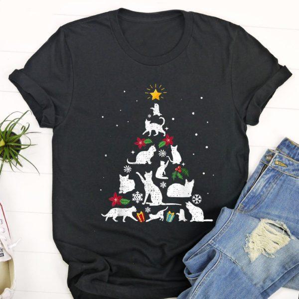 Ugly Christmas T Shirt, Funny Cat Christmas Tree T Shirt, Christmas Tshirt Designs