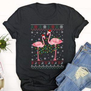 Ugly Christmas T Shirt, Funny Flamingo Lights…