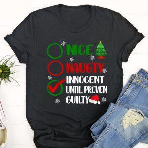 Ugly Christmas T Shirt, Funny Nice Naughty…