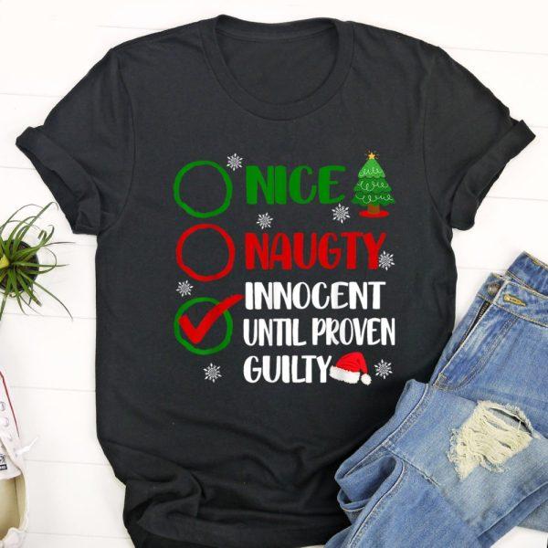 Ugly Christmas T Shirt, Funny Nice Naughty Innocent Christmas Xmas Adults Men Women T Shirt, Christmas Tshirt Designs