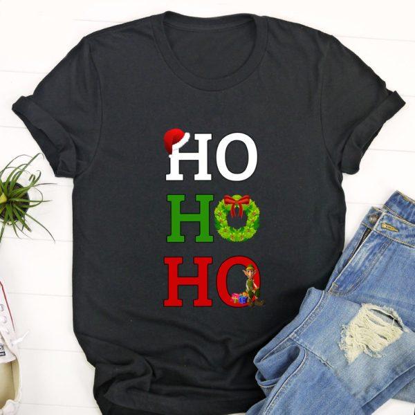 Ugly Christmas T Shirt, Ho Ho Ho Merry Christmas Elf LOng Sleeve T Shirt, Christmas Tshirt Designs