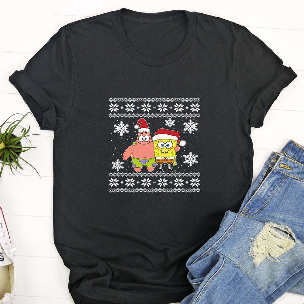 Ugly Christmas T Shirt, Mademark x SpongeBob SquarePants Spongebob And Patrick Best Friends Holiday Christmas TShirt, Funny Christmas TShirt