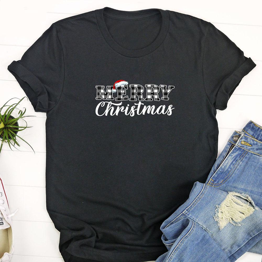 Ugly Christmas T Shirt, Merry Christmas Buffalo Black and White Plaid for Men Women T Shirt, Funny Christmas T Shirt, Christmas Tshirt Designs