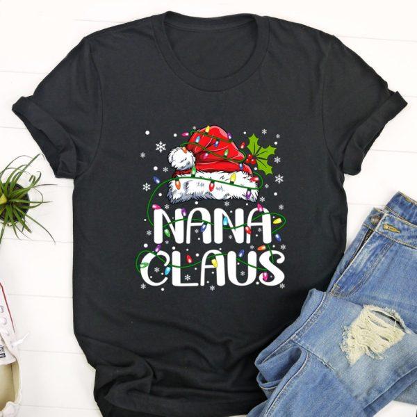 Ugly Christmas T Shirt, Nana Claus Christmas Lights Pajama Family Matching T Shirt, Christmas Tshirt Designs