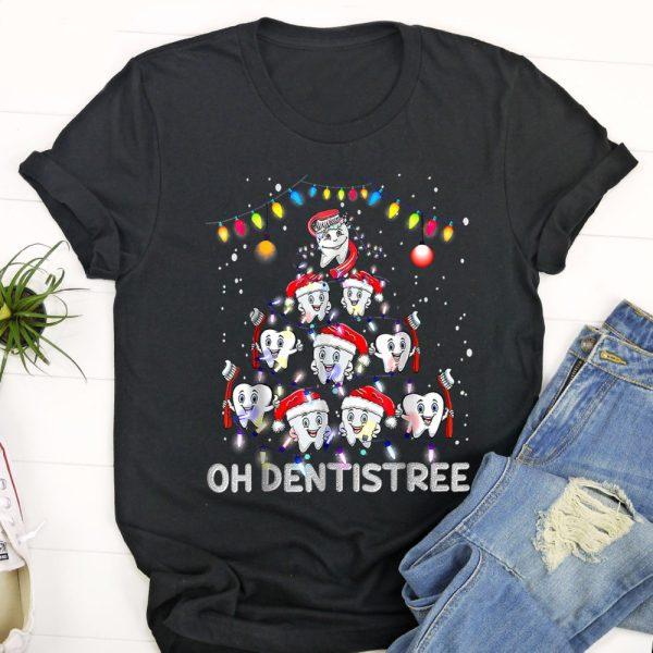 Ugly Christmas T Shirt, Oh Dentistree Christmas Tree Teeth Dentistry Dental Dentist T Shirt, Christmas Tshirt Designs