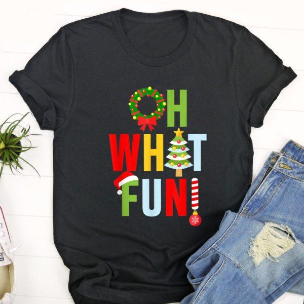 Ugly Christmas T Shirt, Oh WHat Fun Christmas T Shirt With Wreath And Tree T Shirt, Christmas Tshirt Designs