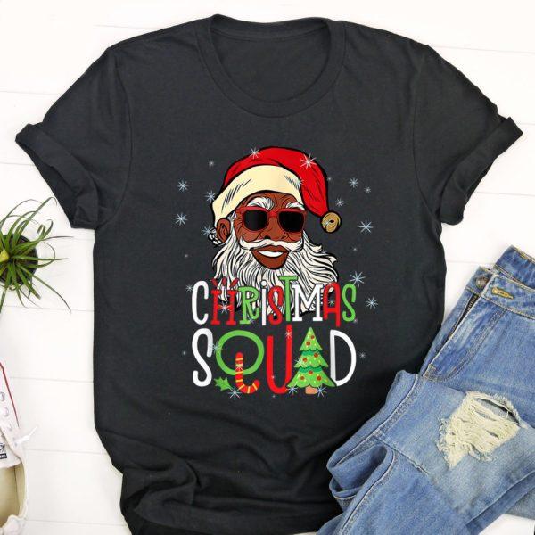 Ugly Christmas T Shirt, Santa Christmas Squad Black Men African American Pajamas T Shirt, Christmas Tshirt Designs