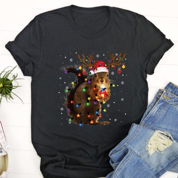 Ugly Christmas T Shirt, Squirrel Christmas Tee Reindeer Christmas Lights Pajama T Shirt, Christmas Tshirt Designs