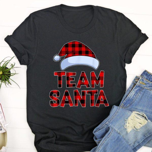Ugly Christmas T Shirt, Team Santa Red Plaid Claus Hat Matching Family Christmas T Shirt, Christmas Tshirt Designs