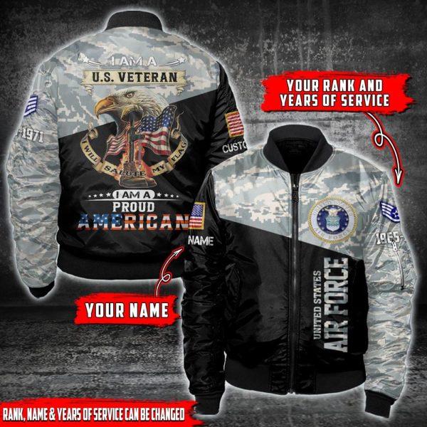 Us Air Force Bomber Jacket, Custom Rank Year US Air Force Veteran Bomber Jacket, Veteran Bomber Jacket