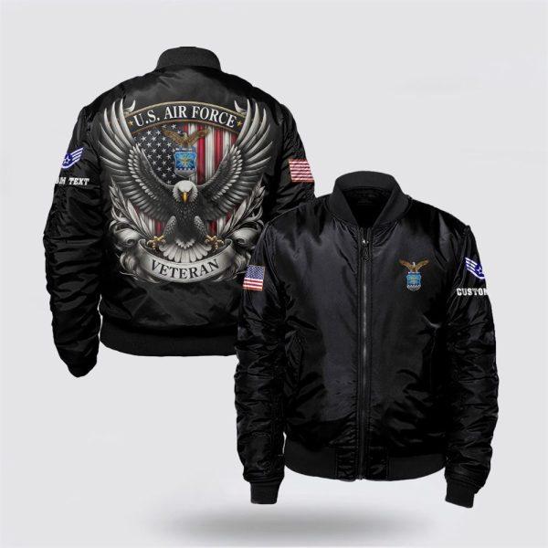 Us Air Force Bomber Jacket, Personalized Name Rank US Air Force Veteran Bomber Jacket With Your Military, Veteran Bomber Jacket