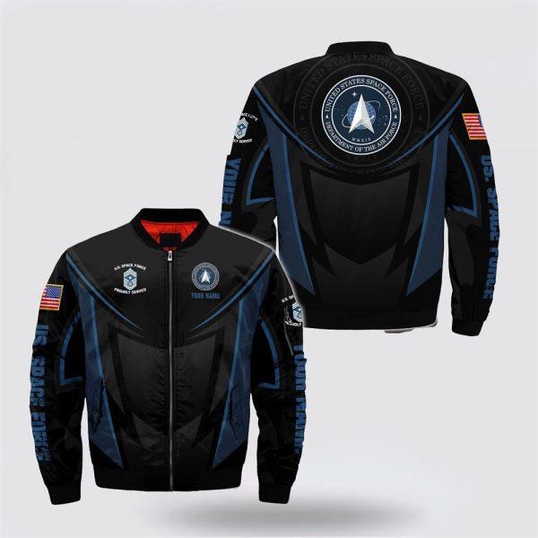 Us Air Force Bomber Jacket, Personalized Name Rank US Space Force Bomber Jacket, Veteran Bomber Jacket