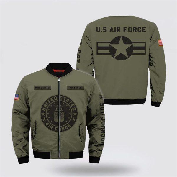 Us Air Force Bomber Jacket, Personalized Name Rank Us Air Force Military Bomber Jacket Men Ranks, Veteran Bomber Jacket
