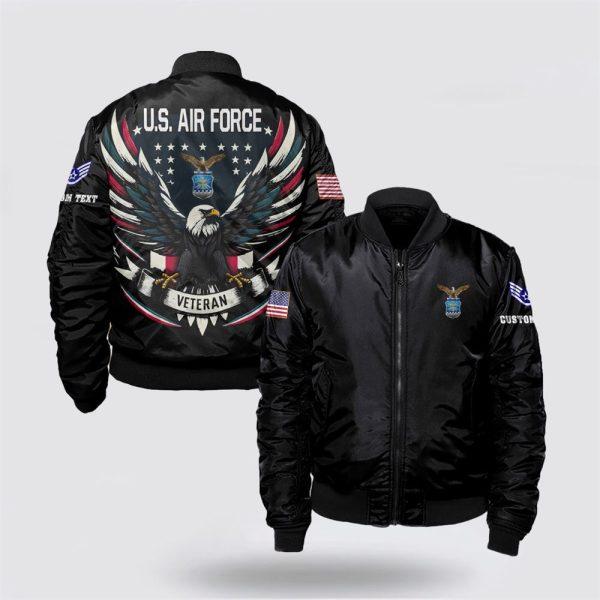 Us Air Force Bomber Jacket, Personalized US Air Force Veteran Bomber Jacket With Your Military Rank, Veteran Bomber Jacket