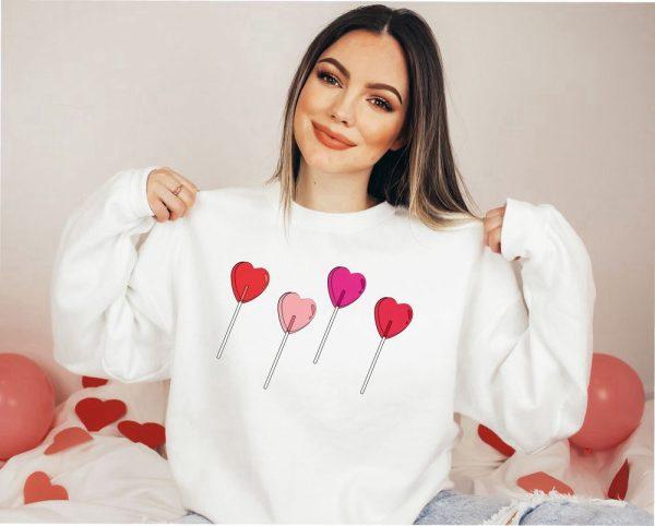 Valentines Sweatshirt, Candy Heart Sweatshirt, Heart Sucker Sweatshirt, Valentines Day Sweatshirt, Womens Valentines Sweatshirt