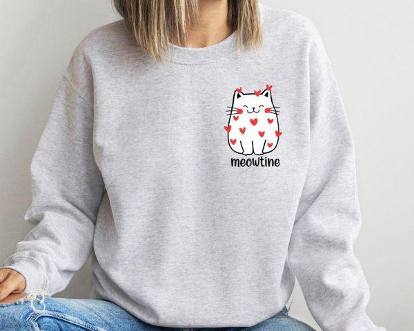 Valentines Sweatshirt, Cat Lover Valentine Sweatshirt, Cute Cat Valentine Sweatshirt, Womens Valentines Sweatshirt