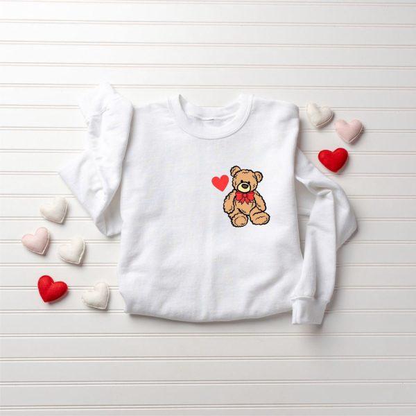 Valentines Sweatshirt, Cute Bear Valentine Sweatshirt, Girls Valentine Sweatshirt, Womens Valentines Sweatshirt