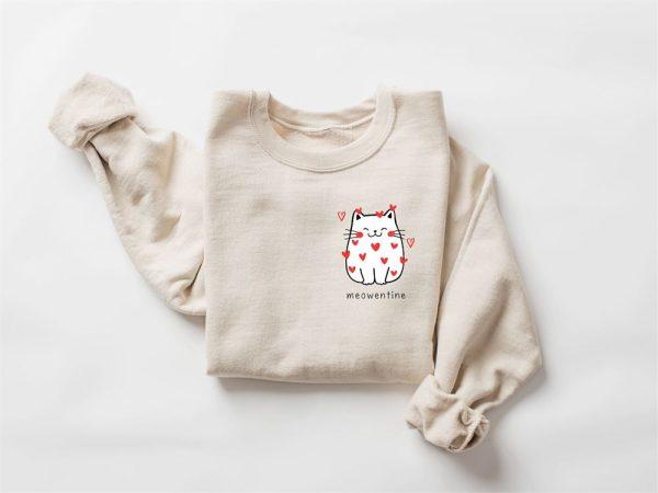Valentines Sweatshirt, Cute Cat Valentine Sweatshirt, Cat Lover Valentine Sweatshirt, Womens Valentines Sweatshirt