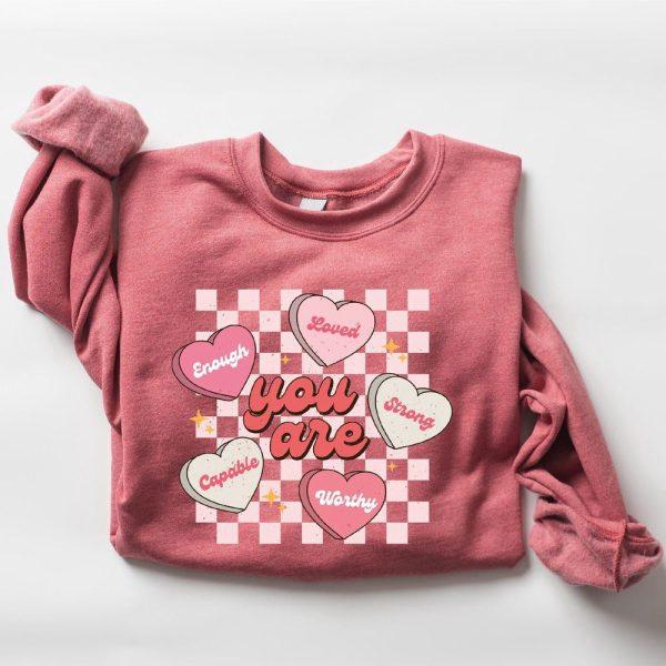 Valentines Sweatshirt, Cute Teacher Valentine Sweatshirt, Retro Heart Sweatshirt, Womens Valentines Sweatshirt