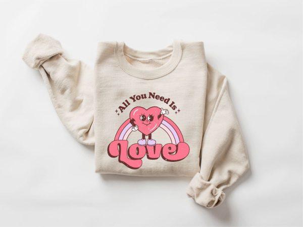 Valentines Sweatshirt, Cute Valentines Day Sweatshirt, Retro Love Sweatshirt, Womens Valentines Sweatshirt