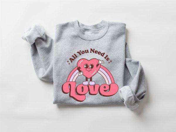 Valentines Sweatshirt, Cute Valentines Day Sweatshirt, Retro Love Sweatshirt, Womens Valentines Sweatshirt