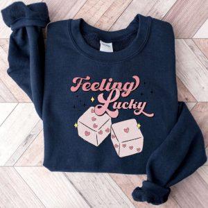 Valentines Sweatshirt Feeling Lucky Sweatshirt Valentines Day Sweatshirt Pink Dice Sweatshirt Womens Valentines Sweatshirt 2 r0h7po.jpg