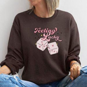 Valentines Sweatshirt Feeling Lucky Sweatshirt Valentines Day Sweatshirt Pink Dice Sweatshirt Womens Valentines Sweatshirt 6 nkeizu.jpg