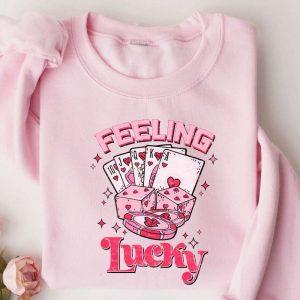 Valentines Sweatshirt, Feeling Lucky Valentine Sweatshirt, Retro…