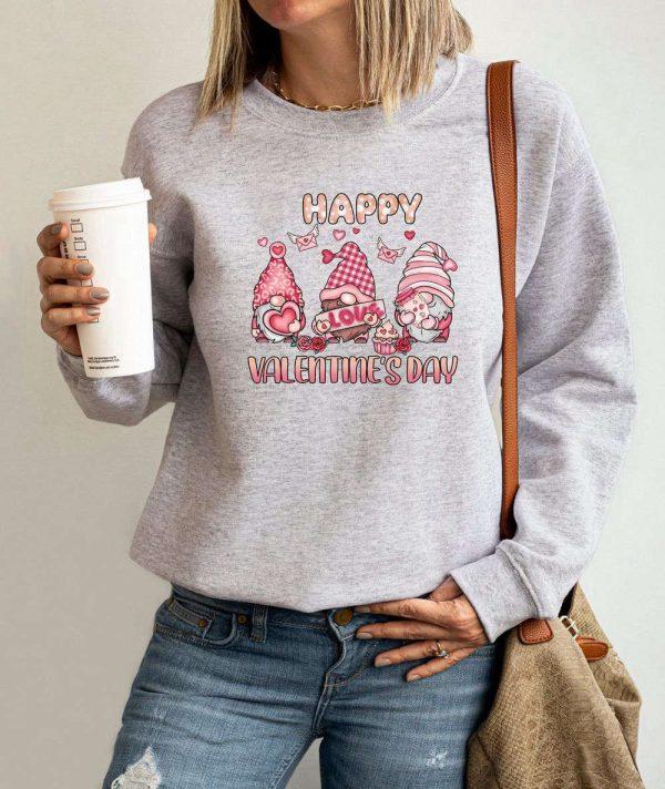 Valentines Sweatshirt, Gnome Sweatshirt, Happy Valentine Sweatshirt’s Day, Womens Valentines Sweatshirt