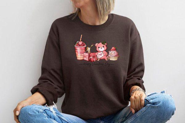 Valentines Sweatshirt, Happy Valentine’s Day Sweatshirt, Coffee Sweatshirt, Retro Sweatshirt, Womens Valentines Sweatshirt