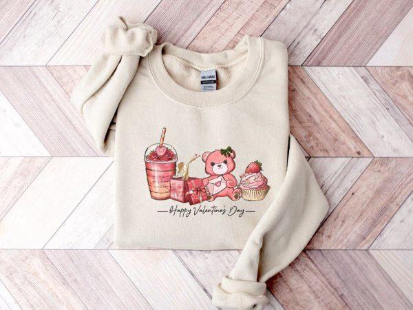 Valentines Sweatshirt, Happy Valentine’s Day Sweatshirt, Coffee Sweatshirt, Retro Sweatshirt, Womens Valentines Sweatshirt