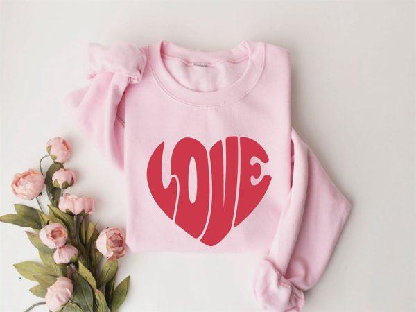 Valentines Sweatshirt, Love Heart Valentine Sweatshirt, Womens Valentines Day Sweatshirt, Womens Valentines Sweatshirt