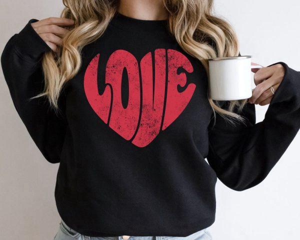 Valentines Sweatshirt, Love Hearts Sweatshirt, Valentines Day Shirts, Womens Valentines Sweatshirt