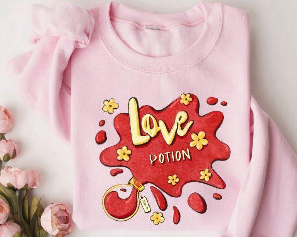 Valentines Sweatshirt, Love Potion Valentine’s Day, Retro Valentines Day Sweatshirt, Womens Valentines Sweatshirt