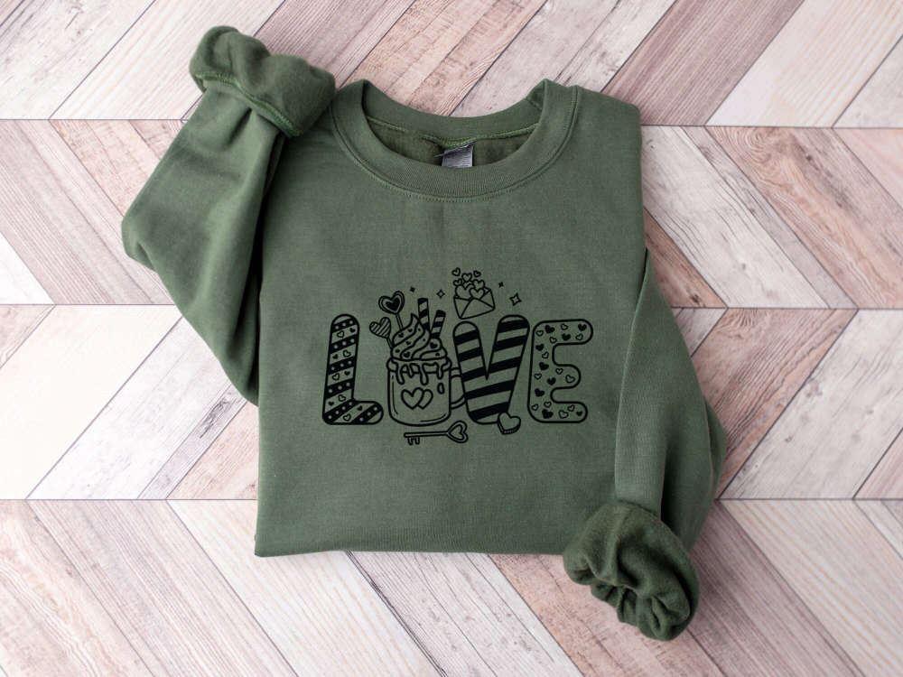 Valentines Sweatshirt, Love Sweatshirt, Coffee Sweatshirt, Valentines Day Shirt, Womens Valentines Sweatshirt