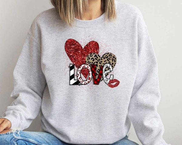 Valentines Sweatshirt, Love You Sweatshirt, Valentines Day Sweatshirt, Leopard Hearts Sweatshirt, Womens Valentines Sweatshirt