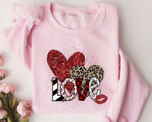 Valentines Sweatshirt, Love You Sweatshirt, Valentines Day Sweatshirt, Leopard Hearts Sweatshirt, Womens Valentines Sweatshirt