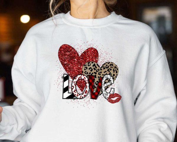 Valentines Sweatshirt, Love You Sweatshirt, Valentines Day Sweatshirt, Leopard Hearts Sweatshirt, Womens Valentines Sweatshirt