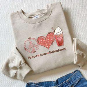Valentines Sweatshirt, Peace Love Valentines Sweatshirt, Heart…