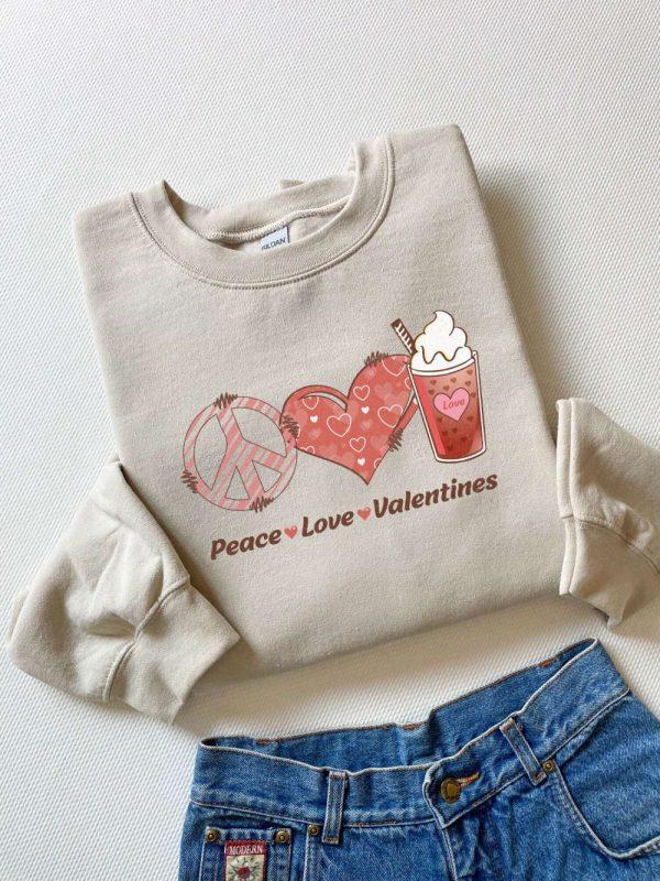 Valentines Sweatshirt, Peace Love Valentines Sweatshirt, Heart Sweatshirt, Womens Valentines Sweatshirt