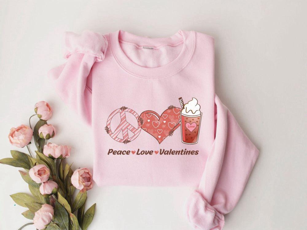 Valentines Sweatshirt, Peace Love Valentines Sweatshirt, Heart Sweatshirt, Womens Valentines Sweatshirt