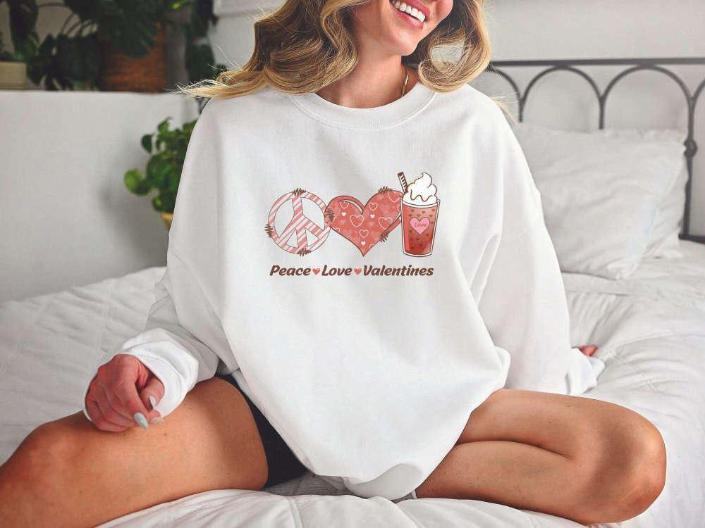 Valentines Sweatshirt, Peace Love Valentines Sweatshirt, Heart Sweatshirt, Womens Valentines Sweatshirt