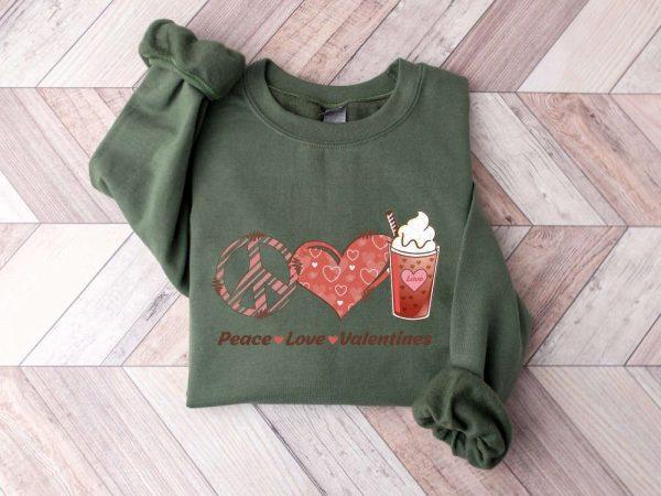 Valentines Sweatshirt, Peace Love Valentines Sweatshirt, Heart Sweatshirt, Womens Valentines Sweatshirt
