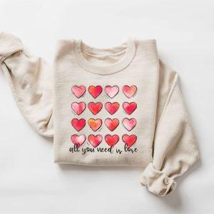 Valentines Sweatshirt, Retro Heart Valentines Sweatshirt, Womens…