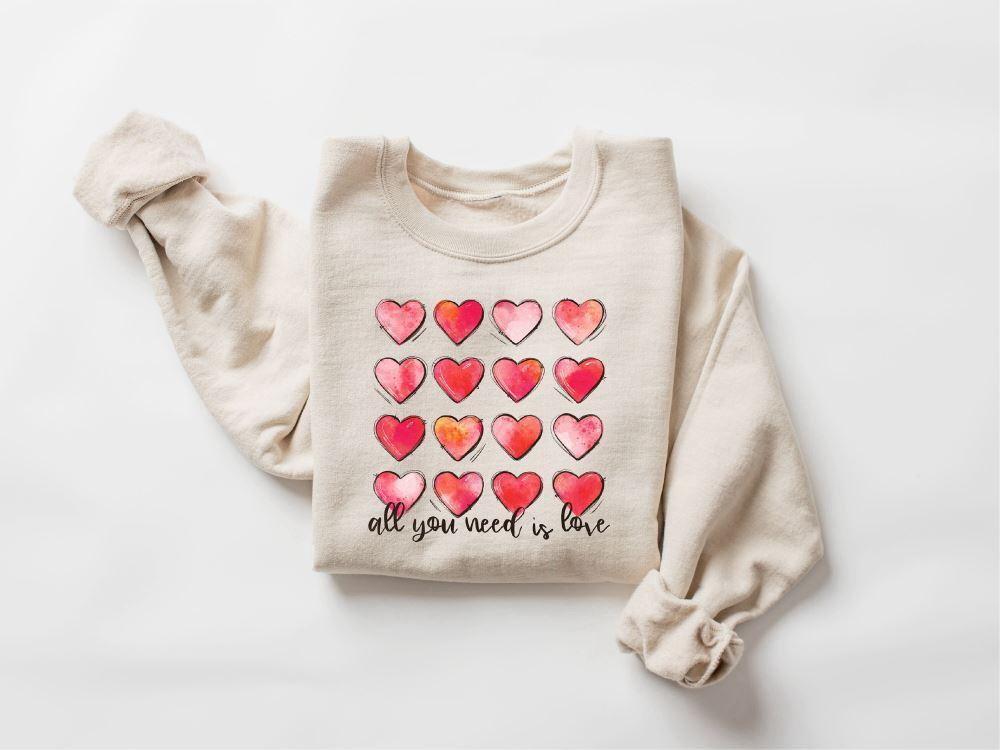 Valentines Sweatshirt, Retro Heart Valentines Sweatshirt, Womens Valentine Sweatshirt, Womens Valentines Sweatshirt