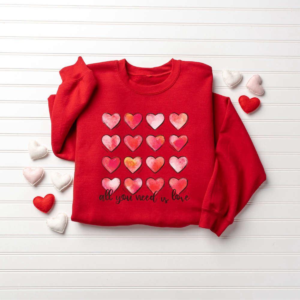 Valentines Sweatshirt, Retro Heart Valentines Sweatshirt, Womens Valentine Sweatshirt, Womens Valentines Sweatshirt